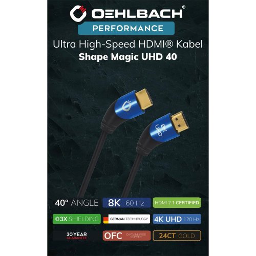 Oehlbach Shape Magic UHD 40 Black 1 m HDMI кабель