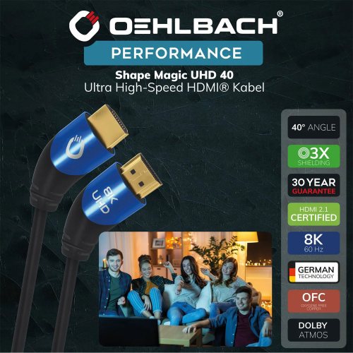 Oehlbach Shape Magic UHD 40 Black 1 m HDMI кабель