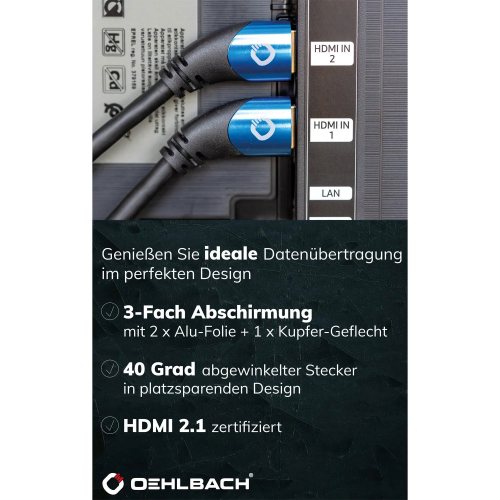 Oehlbach Shape Magic UHD 40 Black 1 m HDMI кабель