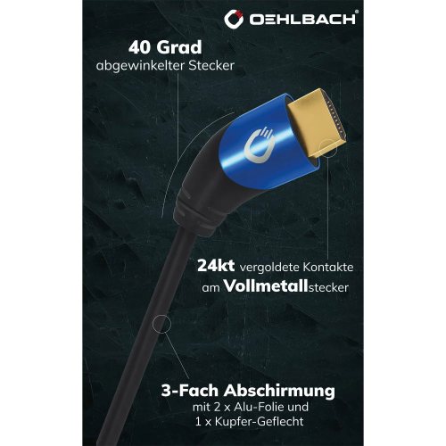 Oehlbach Shape Magic UHD 40 Black 2 m HDMI кабель