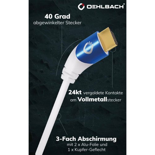 Oehlbach Shape Magic UHD 40 White 2 m HDMI кабель