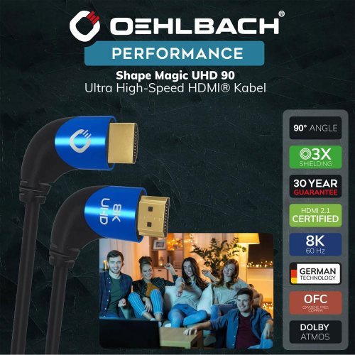 Oehlbach Shape Magic UHD 90 Black 1.5 m HDMI кабель