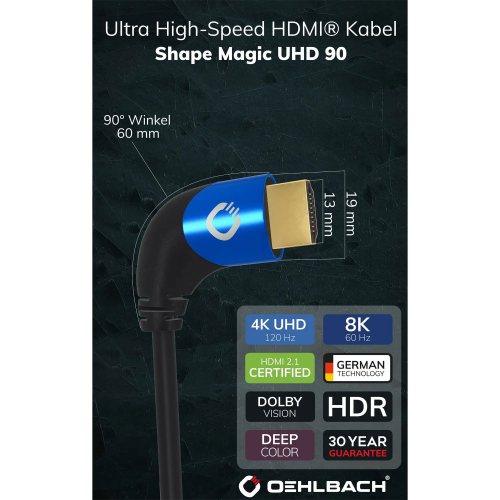 Oehlbach Shape Magic UHD 90 Black 1 m HDMI кабель