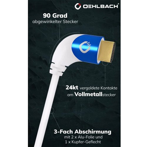 Oehlbach Shape Magic UHD 90 White 1.5 m HDMI кабель