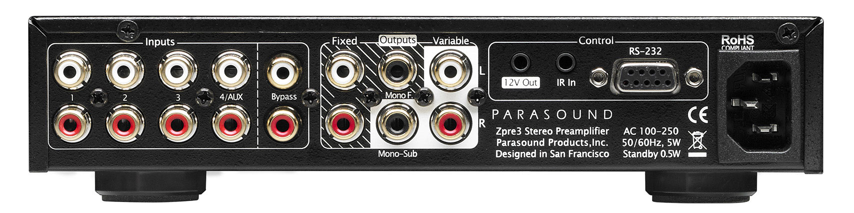Parasound Zpre3 задняя панель