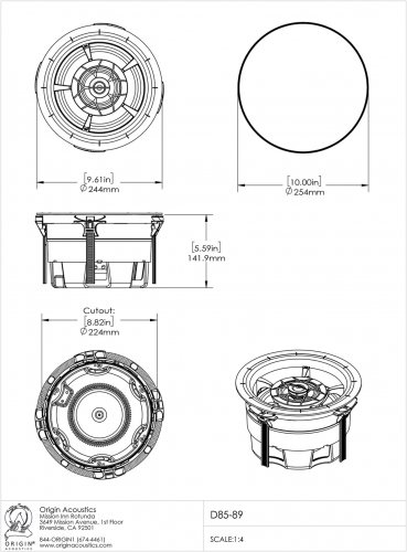 Размеры Origin Acoustics D87